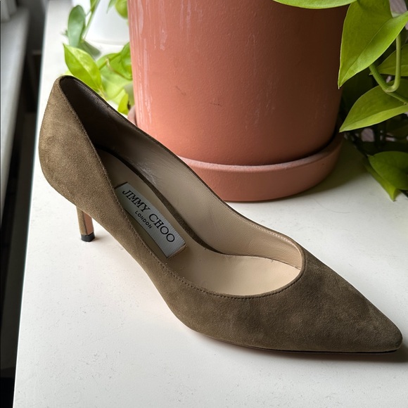 Jimmy Choo Khaki/Olive Suede Women's Pumps - Picture 5 of 5